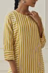 Shop_Kamaltaas_Yellow Chanderi Stripe Pitta Round Pattern Straight Kurta With Pant  _Online_at_Aza_Fashions