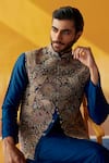 Shop_Mrunalini Rao_Blue Bundi Raw Silk Embroidered Resham And Zardozi Work Neel Kurta Set _Online_at_Aza_Fashions