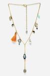 Shop_Dugran By Dugristyle_Gold Plated Stones Embellished Long Necklace _at_Aza_Fashions