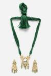 Shop_Dugran By Dugristyle_White Kundan American Diamonds Embellished Choker Necklace Set _at_Aza_Fashions