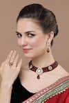 Buy_Dugran By Dugristyle_Maroon Kundan Pearl Embellished Choker Necklace Set _at_Aza_Fashions