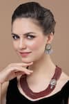 Buy_Dugran By Dugristyle_Red Natural Stone Work Long Necklace _at_Aza_Fashions