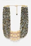 Shop_Dugran By Dugristyle_Black Pearls And Natural Stone Embellished Necklace _at_Aza_Fashions