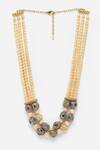 Shop_Dugran By Dugristyle_Cream Pearls And Natural Stones Embellished Necklace _at_Aza_Fashions