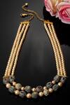 Dugran By Dugristyle_Cream Pearls And Natural Stones Embellished Necklace _Online_at_Aza_Fashions