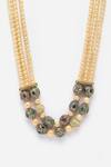 Buy_Dugran By Dugristyle_Cream Pearls And Natural Stones Embellished Necklace _Online_at_Aza_Fashions