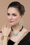 Buy_Dugran By Dugristyle_Blue Pearls, Stones, Diamonds Kundan Embellished Chandbalis _at_Aza_Fashions