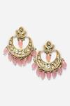 Shop_Dugran By Dugristyle_Pink Pearls, Diamonds, Stones Kundan And Embellished Chandbalis _at_Aza_Fashions