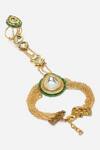 Buy_Dugran By Dugristyle_Green Crystals, Diamonds Kundan And Stone Embellished Haathphool _Online_at_Aza_Fashions