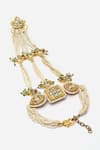 Buy_Dugran By Dugristyle_Green Kundan And Pearl Embellished Haathphool _Online_at_Aza_Fashions