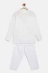Shop_Charkhee_White Cotton, Poplin Textured Kurta With Pyjama _at_Aza_Fashions