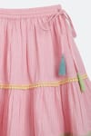 Charkhee_Pink Cotton Doby Placement Lace Work Top With Skirt _Online_at_Aza_Fashions
