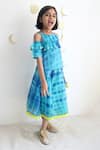 Buy_Charkhee_Blue Cotton Gota Patti, Tassels Leheriya Pattern Top With Skirt _at_Aza_Fashions