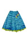 Shop_Charkhee_Blue Cotton Gota Patti, Tassels Leheriya Pattern Top With Skirt 