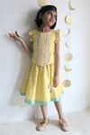 Buy_Charkhee_Yellow Cotton Doby Placement Embroidery Dori Work Top With Skirt _at_Aza_Fashions