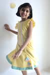 Charkhee_Yellow Cotton Doby Placement Embroidery Dori Work Top With Skirt _Online_at_Aza_Fashions
