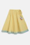 Shop_Charkhee_Yellow Cotton Doby Placement Embroidery Dori Work Top With Skirt _Online_at_Aza_Fashions