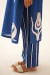 Kora_Blue Kurta And Pant- Silk Chanderi Embroidered Cotton Applique Straight Set _Online_at_Aza_Fashions