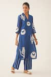 Kora_Blue Kurta And Pant- Silk Chanderi Embroidered Cotton Applique Straight Set _at_Aza_Fashions