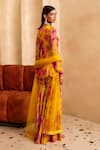 Shop_Label Sanya Gulati_Yellow Georgette Printed Floral V Neck A-line Short Kurta Sharara Set_at_Aza_Fashions
