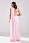 Shop_DiyaRajvvir_Pink Satin Lycra Embroidery Pre-draped Gharara Pant Saree With Blouse _at_Aza_Fashions