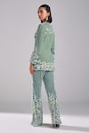 Shop_DiyaRajvvir_Green Satin Lycra Embroidery Sequins Trellis Blazer Tunic With Pant _at_Aza_Fashions