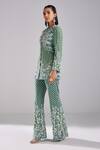 DiyaRajvvir_Green Satin Lycra Embroidery Sequins Trellis Blazer Tunic With Pant _Online_at_Aza_Fashions