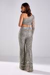Shop_DiyaRajvvir_Grey Satin Lycra Sequins And Beads Embroidered Crop Top With Pant_at_Aza_Fashions