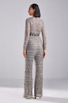 Shop_DiyaRajvvir_Grey Satin Lycra Geometric Embroidered Jumpsuit_at_Aza_Fashions