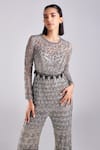 Buy_DiyaRajvvir_Grey Satin Lycra Geometric Embroidered Jumpsuit_Online_at_Aza_Fashions