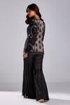 Shop_DiyaRajvvir_Black Satin Lycra Embroidery Sequins V Spiral Jacket Tunic With Pant _at_Aza_Fashions