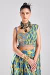 Buy_DiyaRajvvir_Blue Shantoon Print Sequins Geometric Work Draped Top With Dhoti Skirt_Online_at_Aza_Fashions