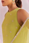Shop_Keosha_Green Georgette Embroidered Pearl Ayana Sleeveless Kurta Sharara Set _Online_at_Aza_Fashions