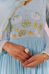 Keosha_Blue Georgette Embellished Floral Motif Kaasni Anarkali With Dupatta _at_Aza_Fashions