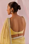 Shop_Keosha_Yellow Silk Chanderi Embroidered Pearl Square Maahiri Saree With Blouse _at_Aza_Fashions