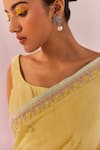 Keosha_Yellow Silk Chanderi Square Mahiri Blouse _Online_at_Aza_Fashions