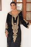 Shop_Gul By Aishwarya_Black Kurta Silk Velvet Embroidered Zardosi Round Pant Set  _Online_at_Aza_Fashions