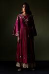 Buy_Pooja Singhal_Pink Chanderi Embroidery Sequin Round Floral Gota Anarkali _at_Aza_Fashions