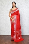 Buy_Nazaakat by Samara Singh_Red Semi Handloom Cotton Georgette Woven Saree With Running Blouse_at_Aza_Fashions