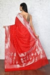 Shop_Nazaakat by Samara Singh_Red Semi Handloom Cotton Georgette Woven Saree With Running Blouse_at_Aza_Fashions