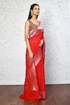Buy_Nazaakat by Samara Singh_Red Semi Handloom Cotton Georgette Woven Saree With Running Blouse_Online_at_Aza_Fashions