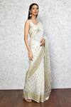 Buy_Nazaakat by Samara Singh_Off White Semi Handloom Cotton Georgette Floral Butti Saree With Running Blouse_Online_at_Aza_Fashions