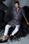 Buy_Contrast By Parth_Purple Georgette Embroidered Sequin Sitaraa Kurta With Pant_at_Aza_Fashions