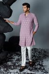 Contrast By Parth_Purple Georgette Embroidered Thread Chaand Bali Kurta With Pant _Online_at_Aza_Fashions