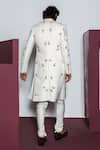 Shop_Contrast By Parth_Ivory Jackquard Embroidered Glass Beads Textured Sherwani Set _at_Aza_Fashions