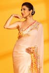 Gopi Vaid_Pink Blouse Tussar Embroidery Mirror Placement Hand Saree With  _Online_at_Aza_Fashions