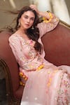 Buy_Gopi Vaid_Pink Kurta And Sharara Georgette Embroidery Mirror Friya Short Set  _at_Aza_Fashions