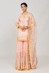 Buy_Gopi Vaid_Pink Kurta And Sharara Georgette Embroidery Mirror Keyhole Friya Short Set 