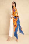 Shop_Style Junkiie_Yellow Crepe Fringe Open Neck Paisley Pattern Duster _at_Aza_Fashions