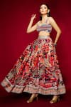 Buy_Esha L Amin_Multi Color Viscose Printed Geometric Lehenga _at_Aza_Fashions